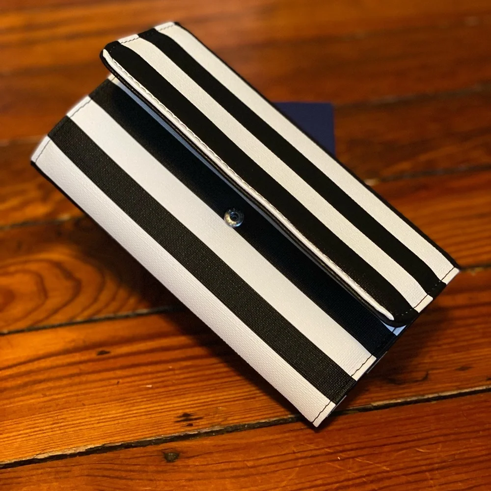 Kut from the Kloth black & white striped wallet NWT